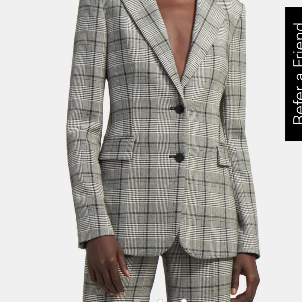 NWT Theory Single-Breasted Blazer in Plaid